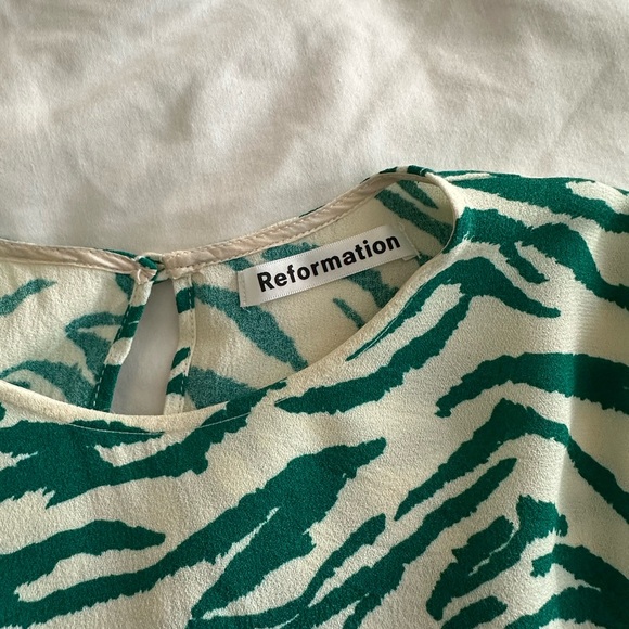 Reformation Green Zebra Dress Size 2 - Picture 7 of 7